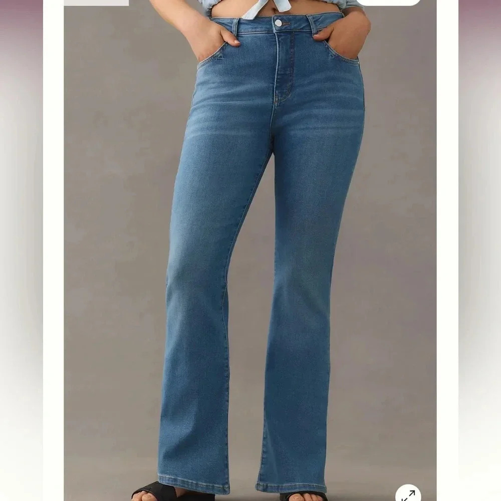 NWT Anthropologie Pilcro The Icon Flare Jeans Plus Size 26W New Medium Wash Blue